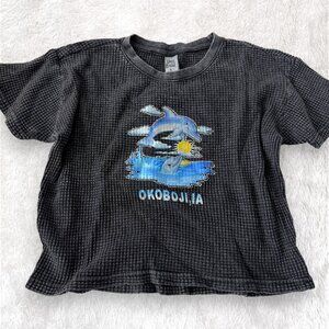 Day Break Dolphin Bedazzled Waffle Tee | Size S